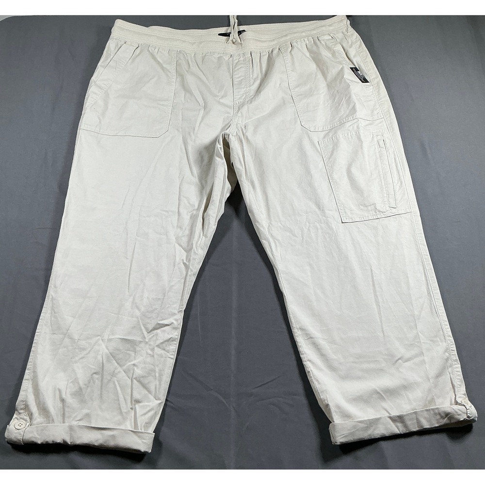 Stitch Star Womens 3X Convertible Rib Waist Jogger Pants Cream Beige Utility NWT